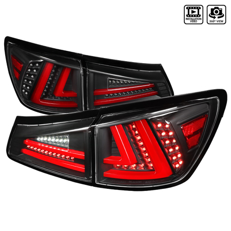 SPEC-D TUNING 06-08 Lexus Is250 LED Tail Lights- Blackhousing LT-IS25006JRLED-TM